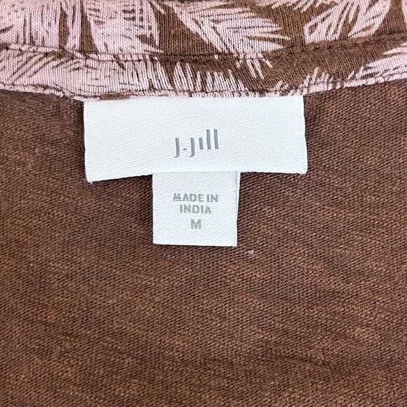J Jill Dress Womens Medium Sleeveless Shift Pockets Travel Tropical Boho Brown - Picture 5 of 12